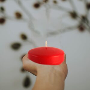 CandleNScent Unscented Floating Candles | Large 3 Inch - Fits in 3 Inch Vase and Above | Red | Floats On Water | Pack of 12