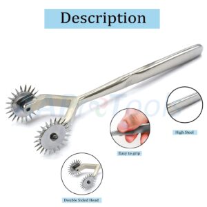 AAProTools Wartenberg Neuro Pinwheel Stainless Steel 2 Head Diagnostic Instrument Pin Wheel - Strong Pinwheel DS-1469