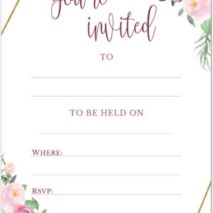 30 Invitations with Envelopes - Any Occasion - Bridal Shower, Wedding, Birthday, Graduation Party - Rose Gold