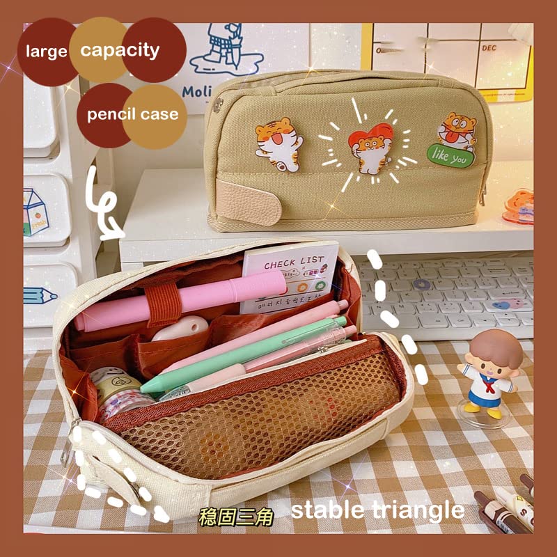 MOMEITU Kawaii pencil case Japanese large-capacity girl ins cute stationery pencil case(White)