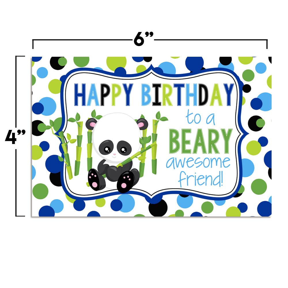 BEARY Awesome Friend Panda Bear Themed Birthday Pun Themed Single All Occasion Blank Birthday Card To Send To Friends & Family, 4"x 6" (when folded) Fill In Greeting