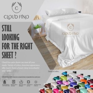 Cloud Fino Silk Satin Bed Linen Set, King, Deep Pocket, Black, 4pcs Including Fitted Sheet & Duvet Cover