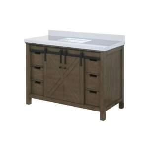 Bell+Modern Ketchum 48 in W x 22 in D Rustic Brown Bath Vanity and White Quartz Countertop