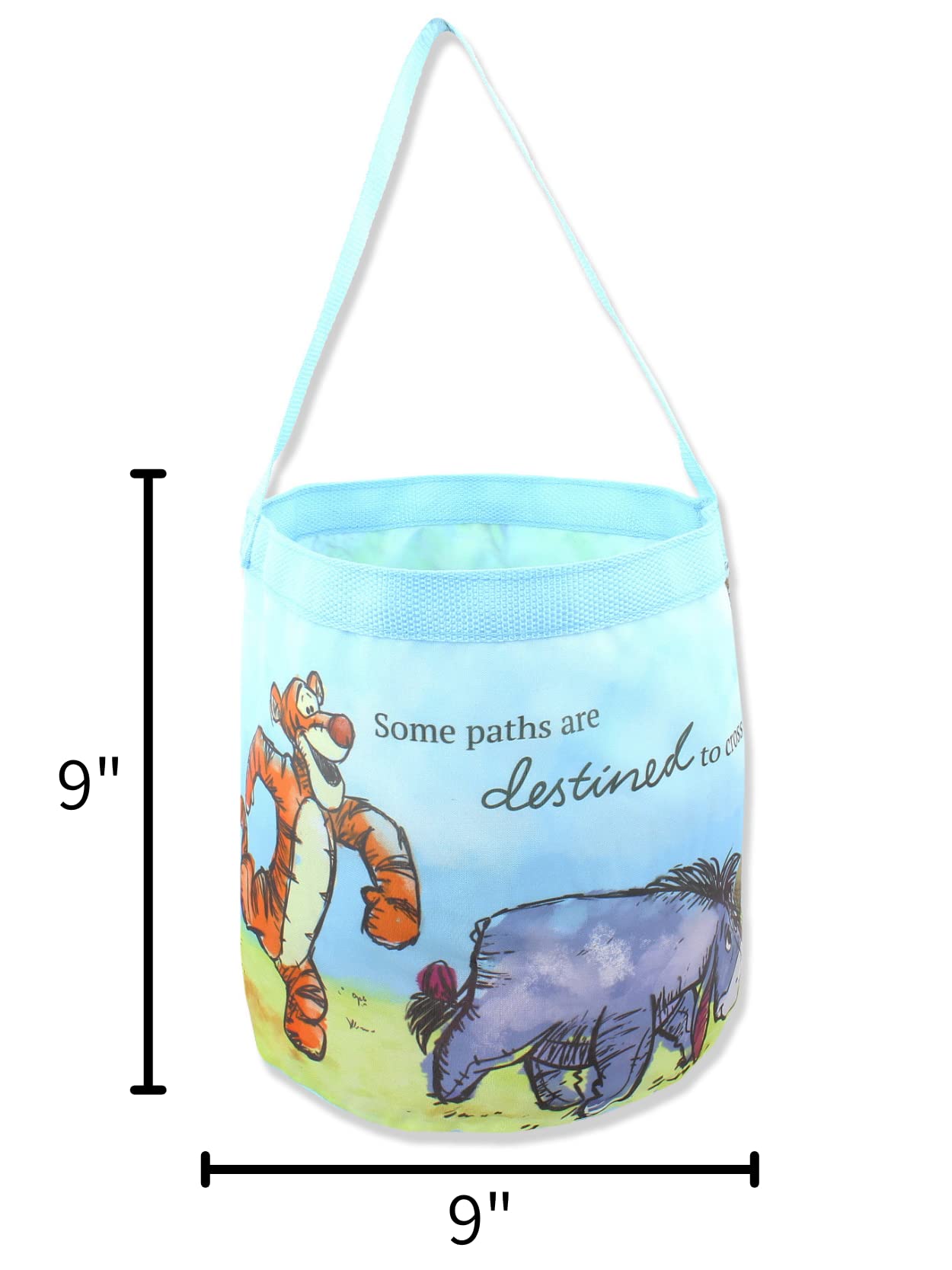 Winnie the Pooh Kids Collapsible Nylon Gift Basket Bucket Tote Bag (One Size, Blue)