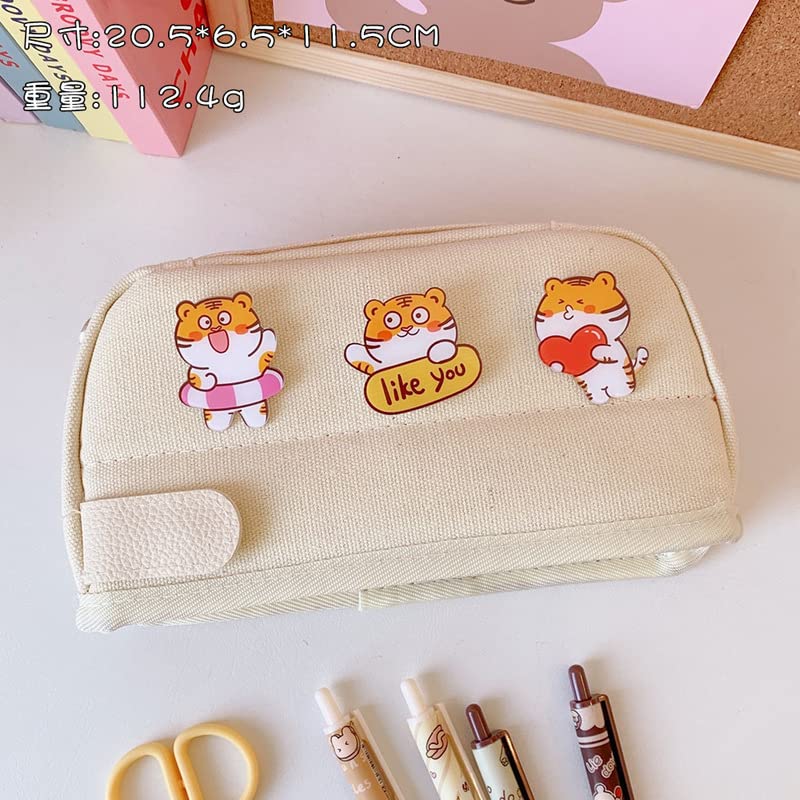 MOMEITU Kawaii pencil case Japanese large-capacity girl ins cute stationery pencil case(White)