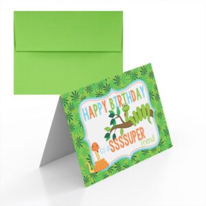 sssssssuper friend snake themed birthday pun themed single (1) all occasion blank birthday card to send to friends & family, 4"x 6" (when folded) fill in greeting note card by amandacreation