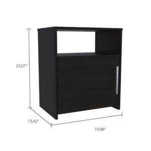 Omaha Nightstand, Single Door Cabinet, Metal Handle, 1 Shelf, Superior Top, Black