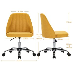 Home Office Chair, Mid-Back Armless Twill Fabric Adjustable Swivel Task Chair for Small Space, Living Room, Make-up, Studying