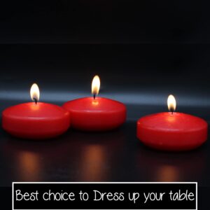 CandleNScent Unscented Floating Candles | Large 3 Inch - Fits in 3 Inch Vase and Above | Red | Floats On Water | Pack of 12