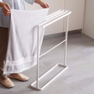 Yamazaki 5576 Bath Towel Hanger, Can be hung from the Side, Slim, White, Approx. W 25.6 x D 5.9 x H 29.5 inches (65 x 15 x 75 cm), Tower Tower, Towel Hanger, Clothes Drying