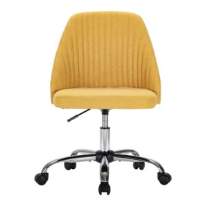 home office chair, mid-back armless twill fabric adjustable swivel task chair for small space, living room, make-up, studying