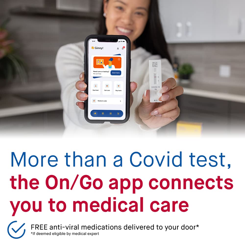 On/Go One Rapid COVID-19 Self-Test Kit with Test-to-Treat App, 1 Pack, 1 Test Total, 15-Minute Results, FDA EUA Authorized, Easy to Use at Home, Fast and Accurate. Effective for Testing JN.1