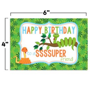 SssSSssUPER Friend Snake Themed Birthday Pun Themed Single (1) All Occasion Blank Birthday Card To Send To Friends & Family, 4"x 6" (when folded) Fill In Greeting Note Card by AmandaCreation