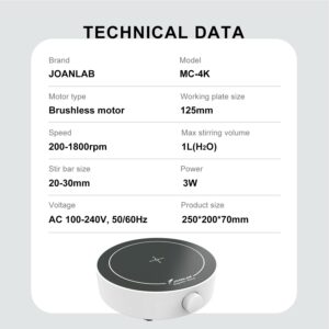 JOANLAB Mini Magnetic Stir Plate Lab Stirrer Mixer with Stirrer Bar, Laboratory Magnetic Stirrer Mixer Plate 3000ml