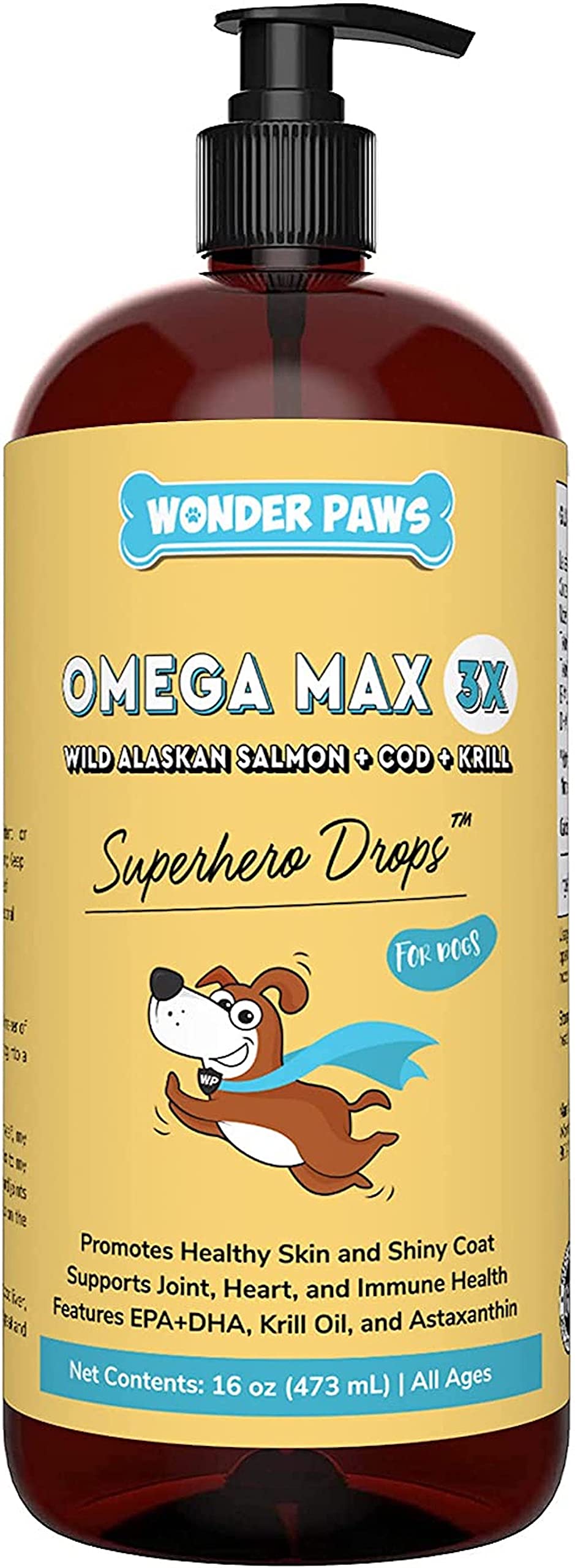 WONDER PAWS Skin + Coat Chews Plus Omega Max Fish Oil - for Dog Joint Health, Skin and Coat Care, & Immune System Support - Skin + Coat 70 Chews - Omega Max 16 Ounces