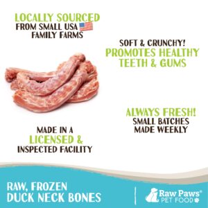 Raw Paws Frozen Raw Duck Necks for Dogs, 20 lb - Made in USA - Raw Dog Bones - Fresh Meaty Dog Bones - Frozen Dog Bones - All-Natural Raw Meaty Bones for Dogs - Healthy Edibles Dog Bones