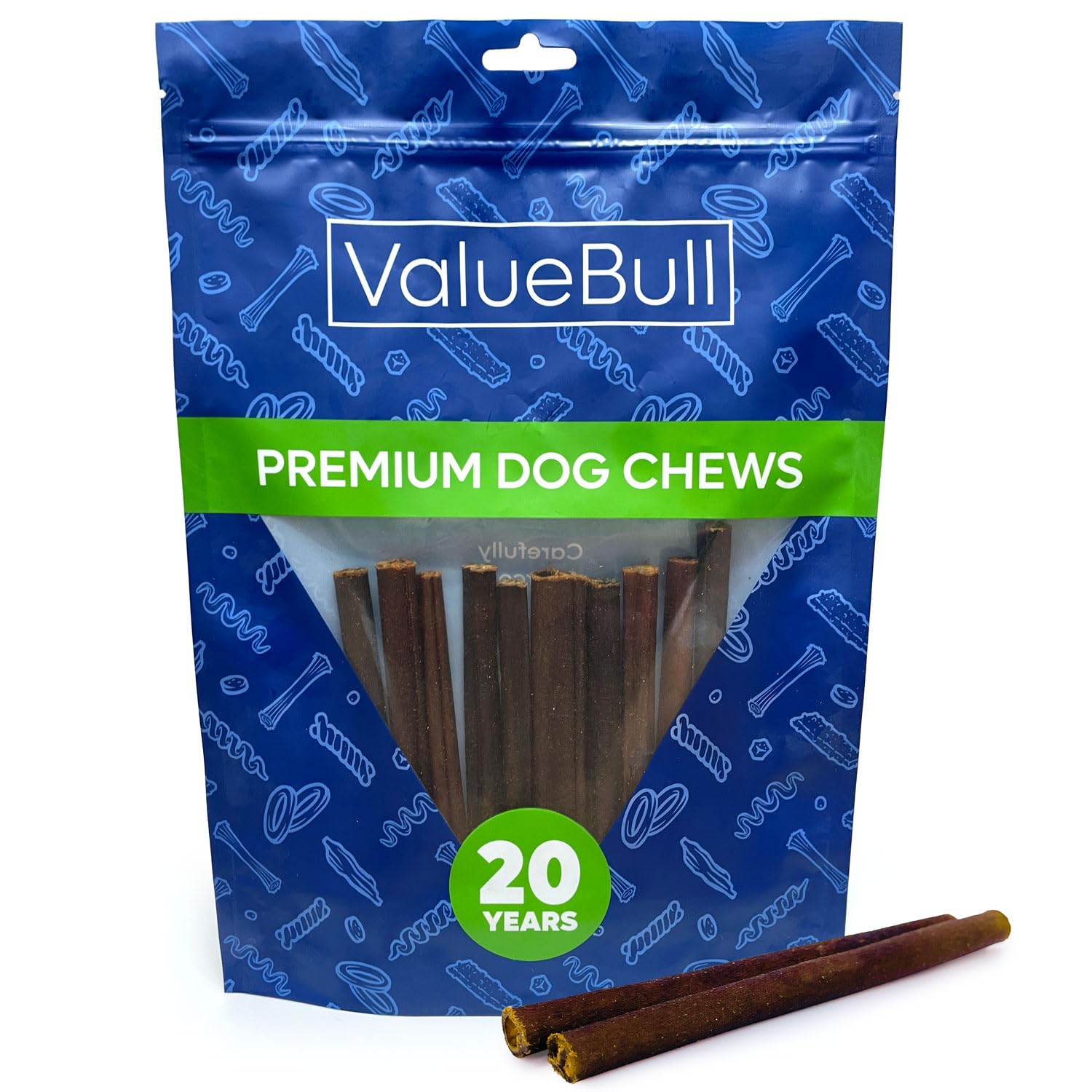 ValueBull USA Collagen Sticks, Premium Beef Small Dog Chews, Thin 6 Inch, 10 Count - Natural & Safe, Single Ingredient, Long Lasting, Healthy for HIPS, Joints, Skin & Coat