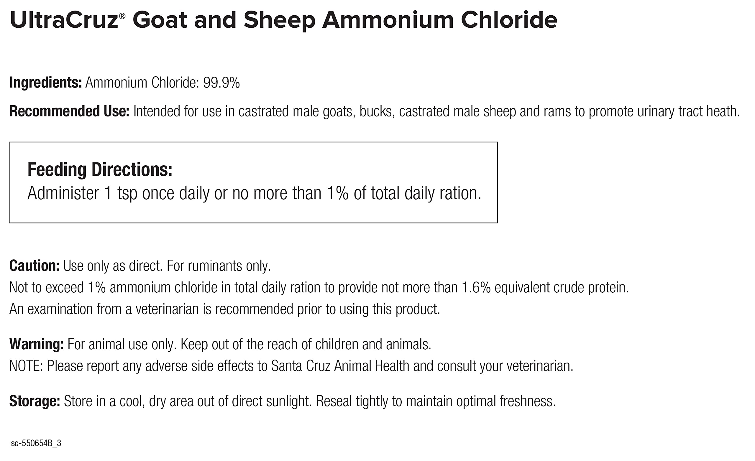 UltraCruz Goat & Sheep Ammonium Chloride, 2.5 lb