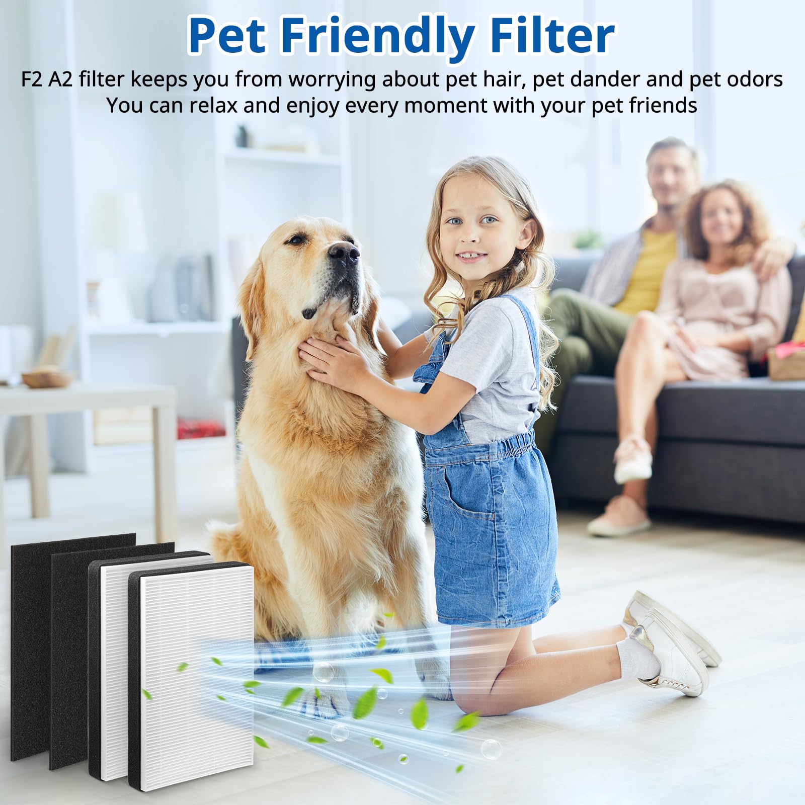 F2 A2 True HEPA Replacement Filter Compatible with 3M Filtrete Room Air Purifier Models FAP-C02WA-G2 FAP-C03BA-G2 FAP-T03BA-G2 FAP-SCO2N FAP-CO2-A2 FAP-CO3-A2 FAP-TO3-A2, 2 HEPA + 2 Carbon Filters