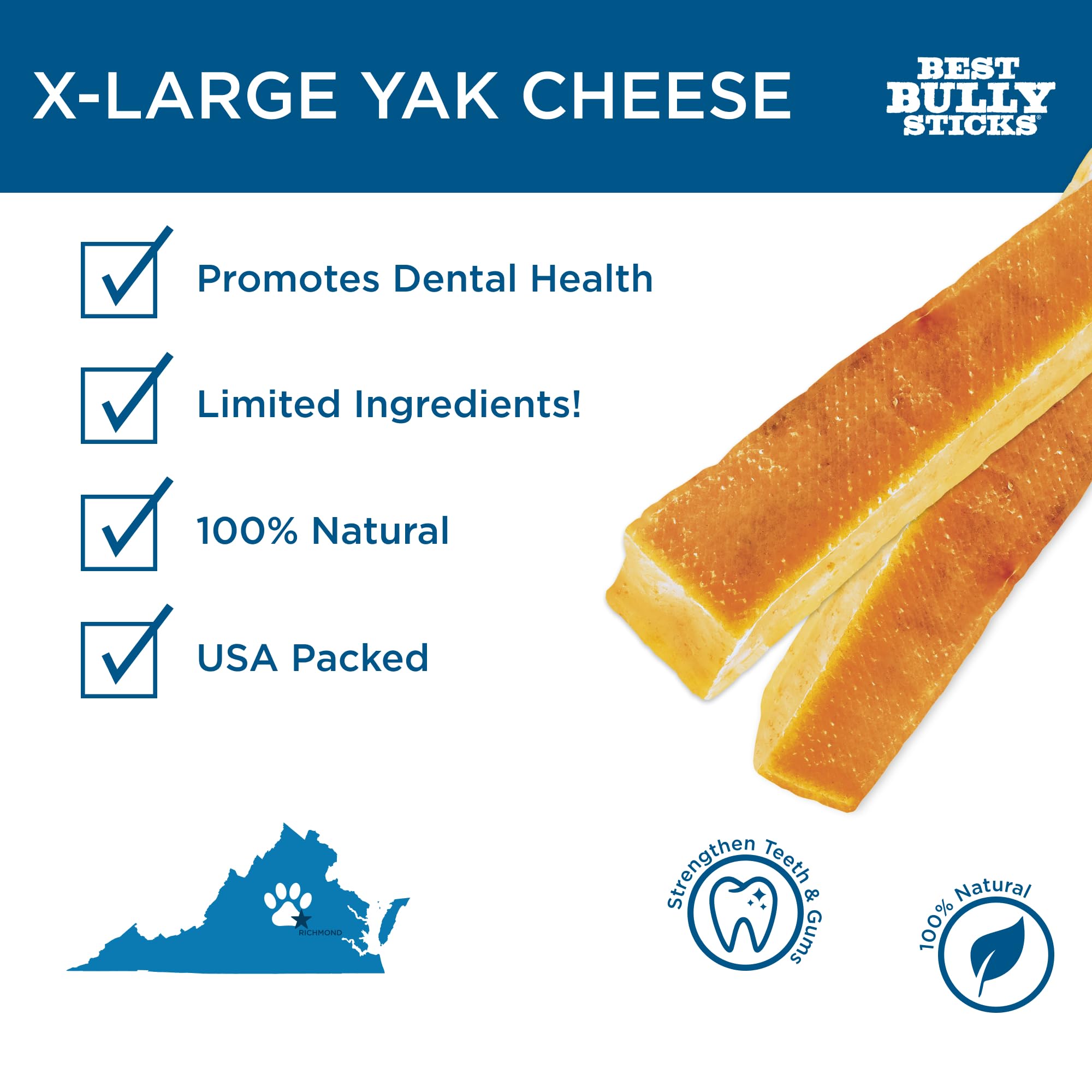 Best Bully Sticks Himalayan Yak Cheese for Dogs, X-Large 4 Pack - Natural Yak Chews for Dogs - Lactose Free Odor Free - Long Lasting Dog Chews