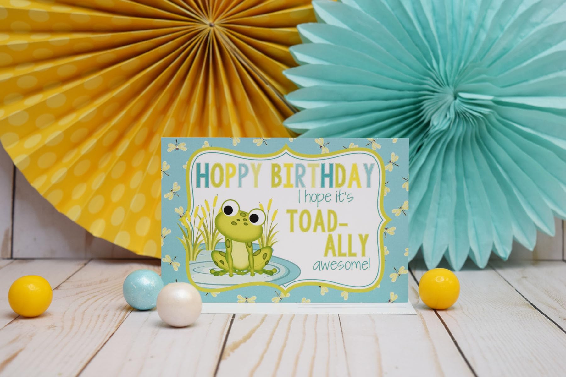 TOAD-ALLY Awesome Frog Birthday Pun Themed Single (1) All Occasion Blank Birthday Card To Send To Friends & Family, 4"x 6" (when folded) Fill In Greeting Note Card by AmandaCreation