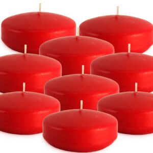 candlenscent unscented floating candles | large 3 inch - fits in 3 inch vase and above | red | floats on water | pack of 12