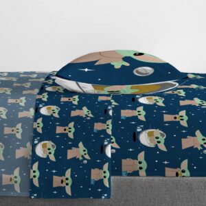 Jay Franco Star Wars The Mandalorian Hello Grogu Twin Size Sheet Set - 3 Piece Set Super Soft and Cozy Kid’s Bedding - Fade Resistant Microfiber Sheets (Official Star Wars Product)