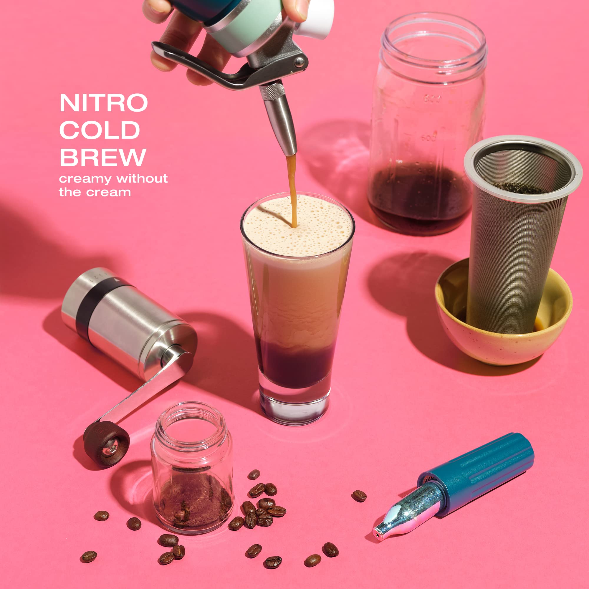 NITRO KAFO 0.5L Nitro Coffee Maker, Aluminum Nitro Cold Brew Coffee Maker with Special Nitro Diffuser Nozzle & Cold Brew Maker for Making Nitro Cold Brew, 1 Pint/0.5L