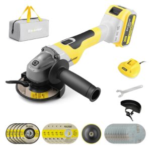 enventor 4-1/2" cordless angle grinder with 4.0a battery, 20v brushless grinders tools kit with fast charger, grinding wheels, cutting wheels, flap discs for cutting, grinding, polishing, 10,000rpm