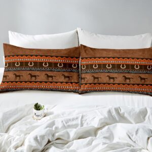 Feelyou Western Bedding Set Aztec Bed Sheet Set for Boys Girls Kids Cowboy Cowgirl Horse Fitted Sheet Southwestern Native American Sheet Sets Bohemian Bedroom Decor Bedding Sheet Twin Size 3Pcs