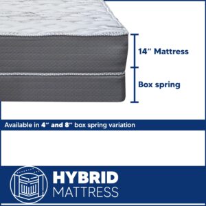 Treaton, 14-Inch Firm Double Sided Tight top Innerspring Mattress & 8" Wood Box Spring Set, Queen