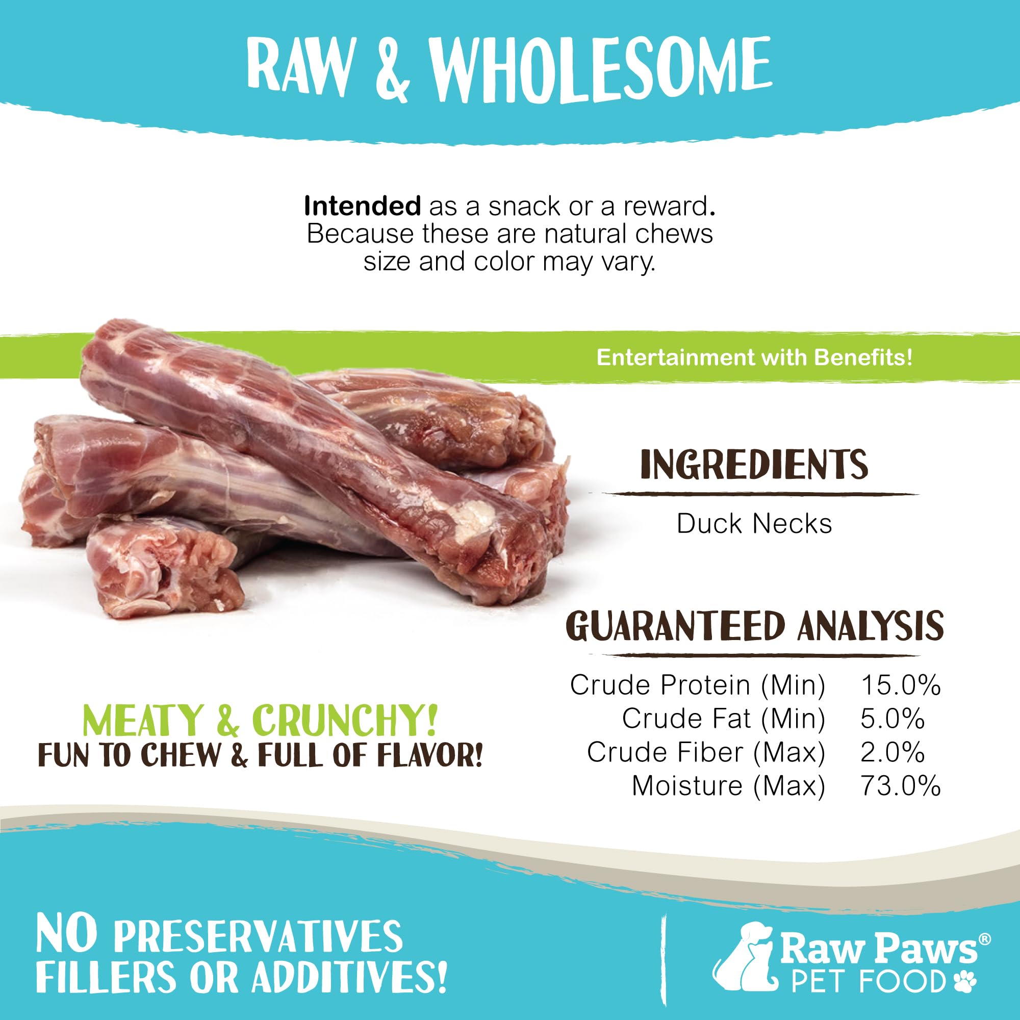 Raw Paws Frozen Raw Duck Necks for Dogs, 20 lb - Made in USA - Raw Dog Bones - Fresh Meaty Dog Bones - Frozen Dog Bones - All-Natural Raw Meaty Bones for Dogs - Healthy Edibles Dog Bones