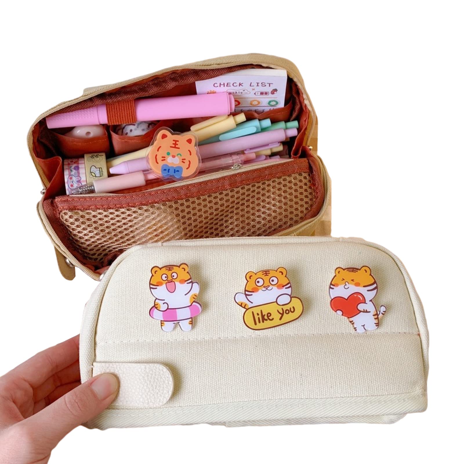 MOMEITU Kawaii pencil case Japanese large-capacity girl ins cute stationery pencil case(White)