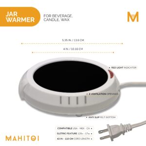 MAHITOI™ Large Warmer Plate, Anti-Slip Felt Bottom, Safe Flameless Release Scent, Candle Jar Warmer, Coffee Warmer, Mug Warmer, Cup Warmer, Tea Warmer Desk for Your Home & Office, Madreperla White