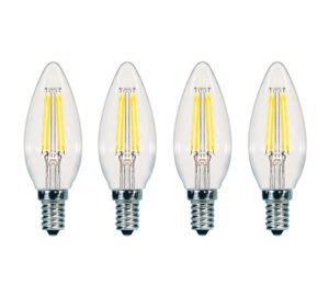 satco s9961/04 c11 decorative led filament light bulb, 60w-replacement, 5.5w, 3000k, 4-pack