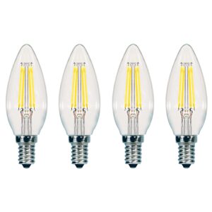 Satco S9961/04 C11 Decorative LED Filament Light Bulb, 60W-Replacement, 5.5W, 3000K, 4-Pack