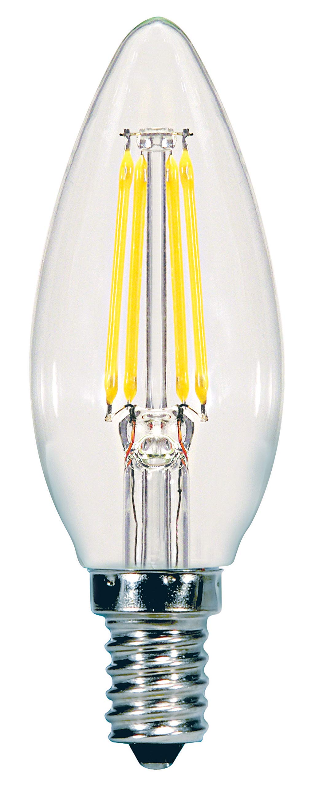 Satco S9961/04 C11 Decorative LED Filament Light Bulb, 60W-Replacement, 5.5W, 3000K, 4-Pack