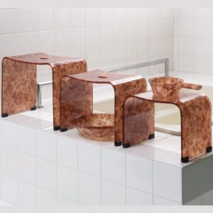 Senko 63248 Marble Stone Bath Chair, Bath Chair, Seat Height: Approx. 9.8 inches (25 cm), Brown