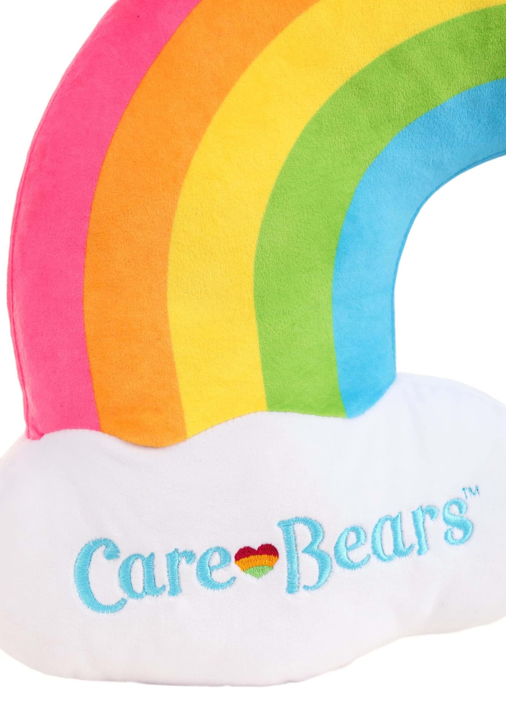 Fun Costumes Care Bears Rainbow Pillow Soft Flannel Pillow with Rainbow Stripes, Embroidered Logo, and Cushy Fiberfill Stuffing