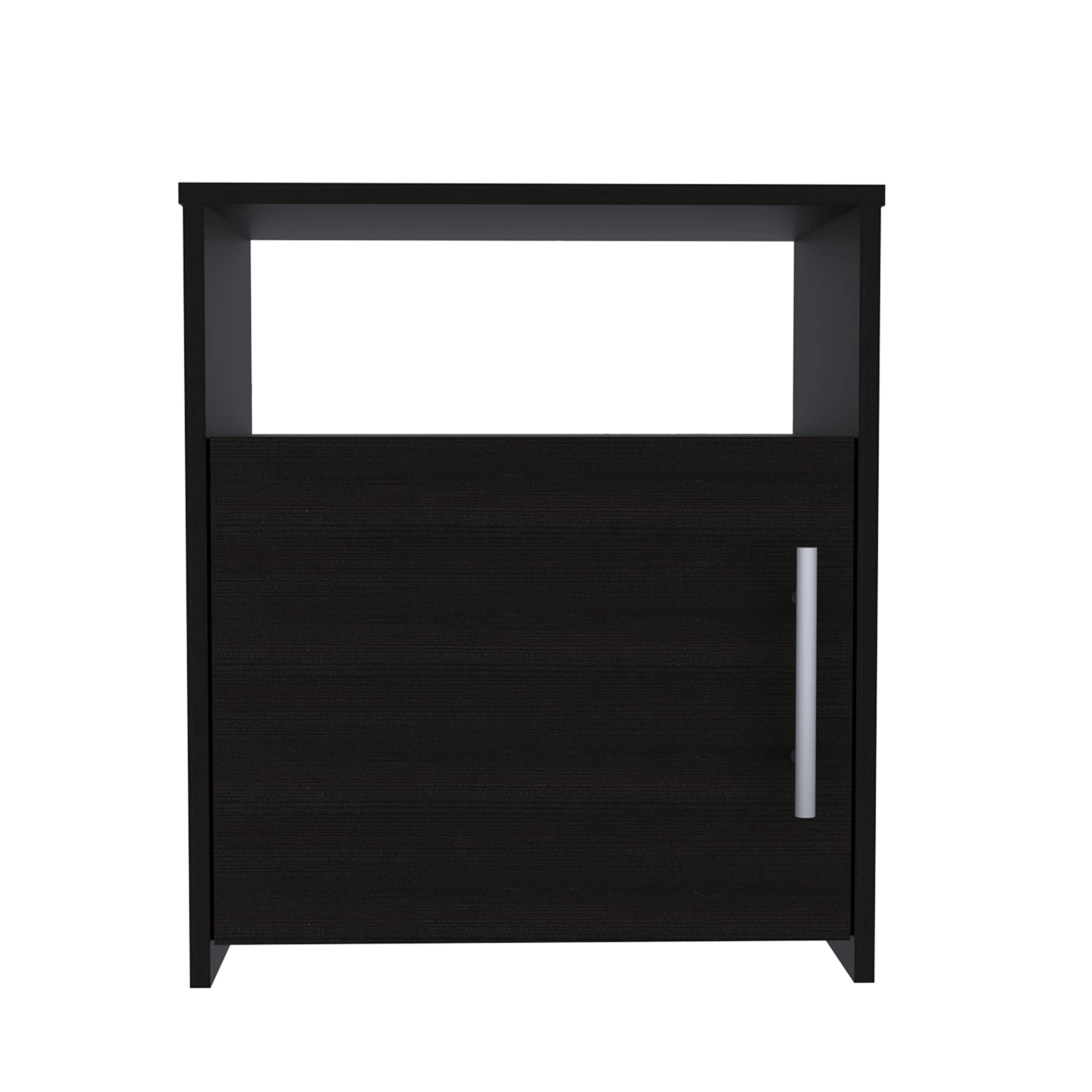 Omaha Nightstand, Single Door Cabinet, Metal Handle, 1 Shelf, Superior Top, Black