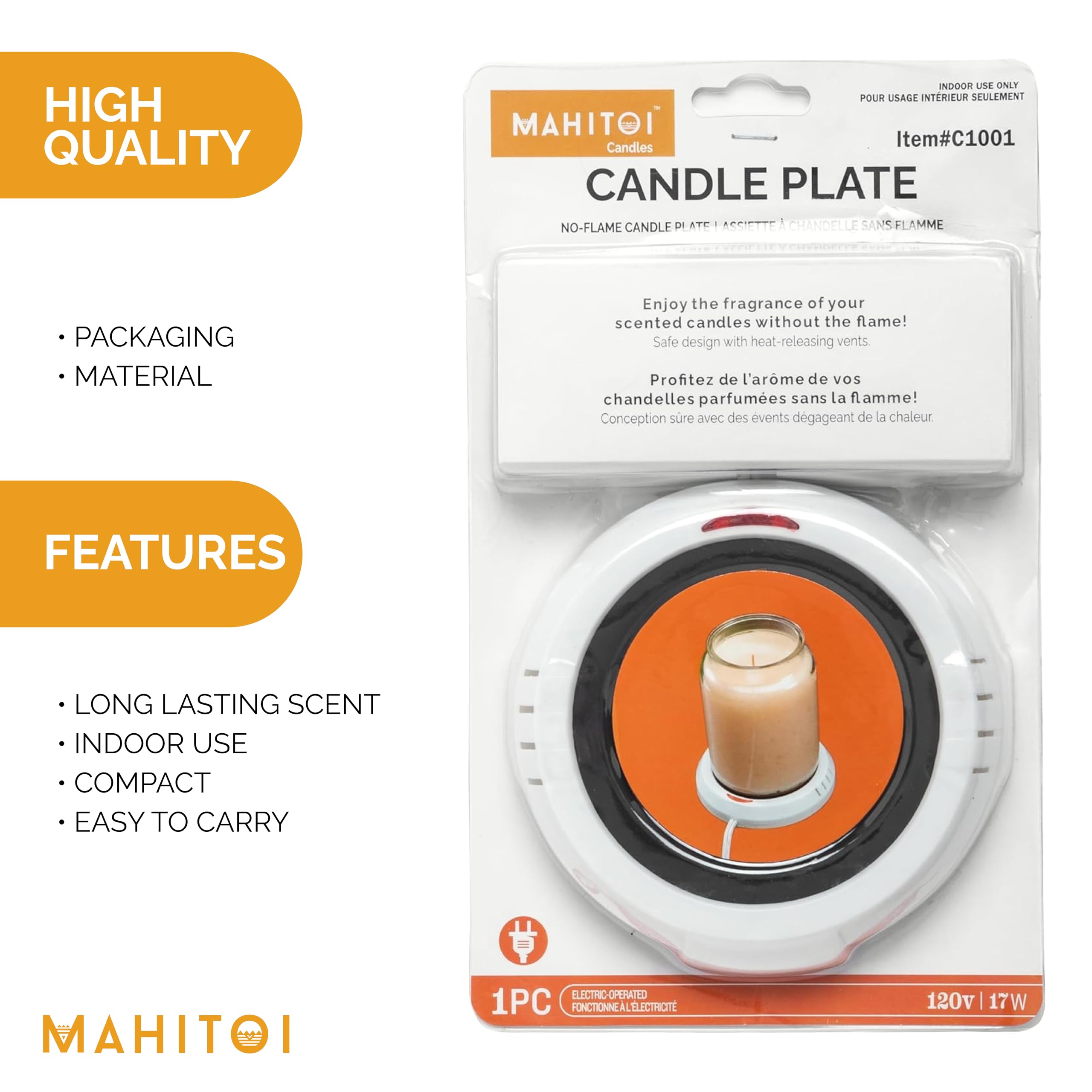 MAHITOI™ Large Warmer Plate, Anti-Slip Felt Bottom, Safe Flameless Release Scent, Candle Jar Warmer, Coffee Warmer, Mug Warmer, Cup Warmer, Tea Warmer Desk for Your Home & Office, Madreperla White