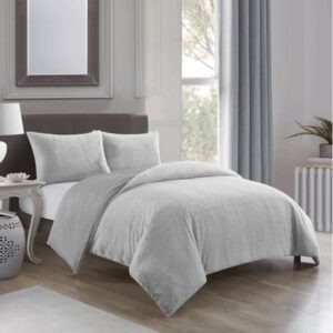 Dearfoams Back Dye Faux Rabbit Fur Duvet Set, Grey Queen