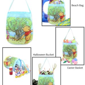 Winnie the Pooh Kids Collapsible Nylon Gift Basket Bucket Tote Bag (One Size, Blue)