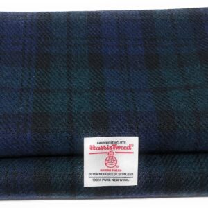 Harris Tweed Fabric Blue Black and Green Tartan Various Sizes with Labels from Scott and Mackenzie (100 X 150), Black Blue Green Tartan