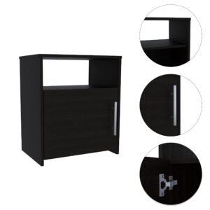 Omaha Nightstand, Single Door Cabinet, Metal Handle, 1 Shelf, Superior Top, Black