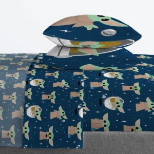 Jay Franco Star Wars The Mandalorian Hello Grogu Full Size Sheet Set - 4 Piece Set Super Soft and Cozy Kid’s Bedding - Fade Resistant Microfiber Sheets (Official Star Wars Product)