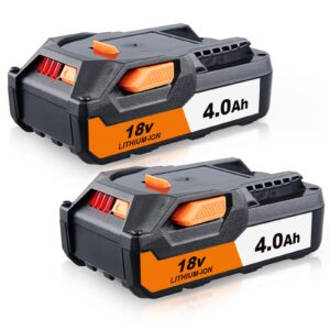 growfeat 2pack 4.0ah lithium-ion replacement for ridgid 18v battery r840085 r840089 r840087 r840086 r840085 r840084 r840083 ac840085 ac840086 ac840087p for 18v tools