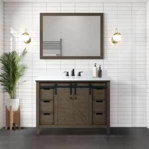 Bell+Modern Ketchum 48 in W x 22 in D Rustic Brown Bath Vanity and White Quartz Countertop