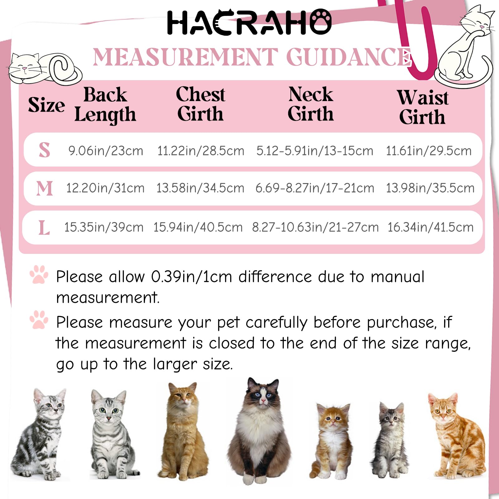 HACRAHO Cat Recovery Suit, 1 Pack Pink Soft Breathable Cat Recovery Clothes E-Collar Cat Wound Surgery Recovery Suit After Surgery Wear for Cats Kitten, S