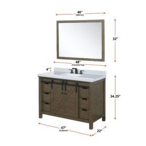 Bell+Modern Ketchum 48 in W x 22 in D Rustic Brown Bath Vanity and White Quartz Countertop